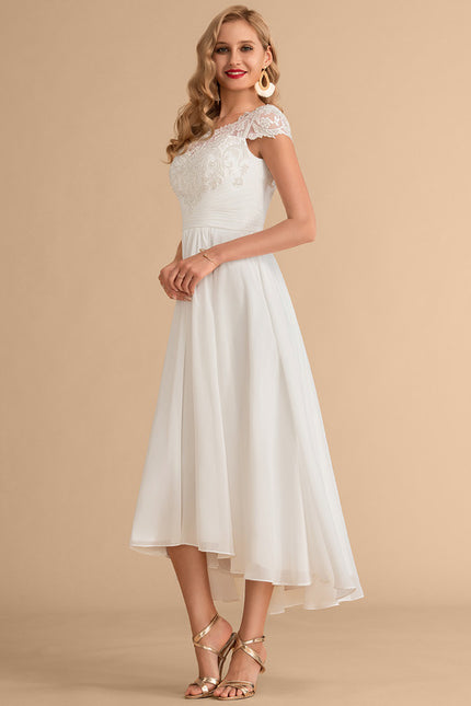 Robe Asymétrique Blanche Fluide - gallery 4