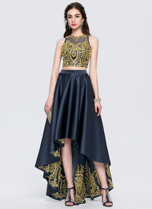 Robe Asymétrique Satinée Éclatante - gallery 1