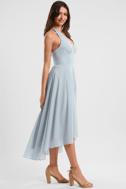 Robe Asymétrique Fluide Vert Pâle - gallery 4