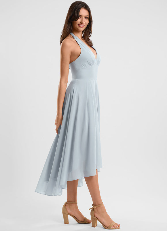 Robe Asymétrique Fluide Vert Pâle - gallery 4