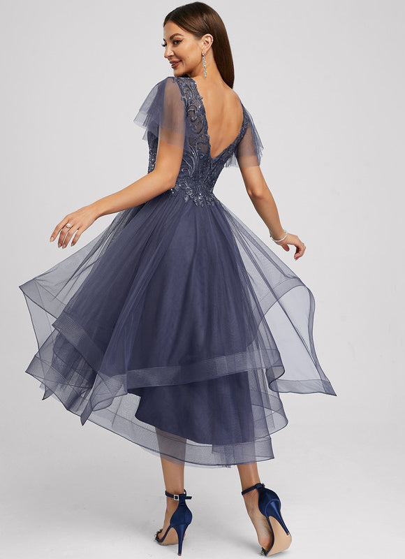 Robe Asymétrique Tulle Asymétrique Scintillante - gallery 2