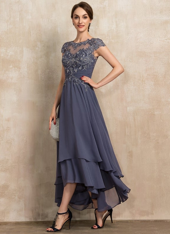 Robe Asymétrique Grise Élégante - gallery 2