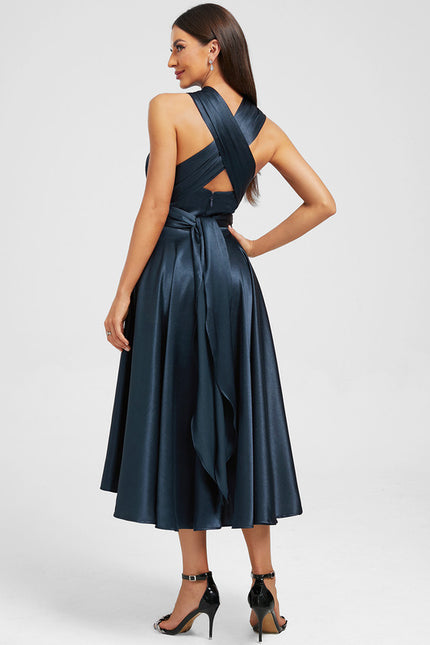 Robe Asymétrique Bleu Marine - gallery 9