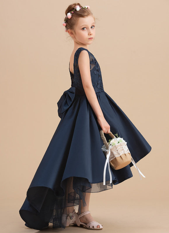 Robe Asymétrique Satin Fleurie - gallery 1
