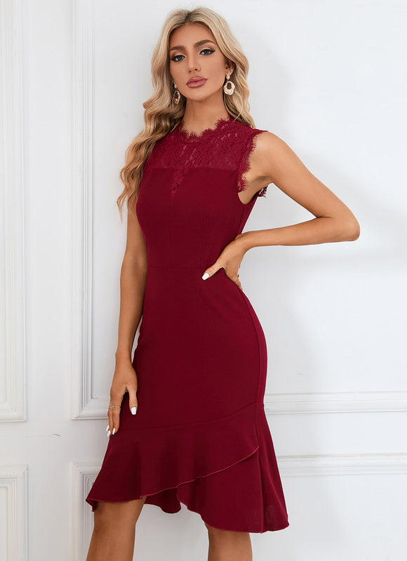 Robe Asymétrique Bordeaux Chic - gallery 1