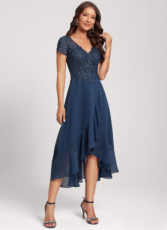 Robe Asymétrique Fluide Dentelle - gallery 2