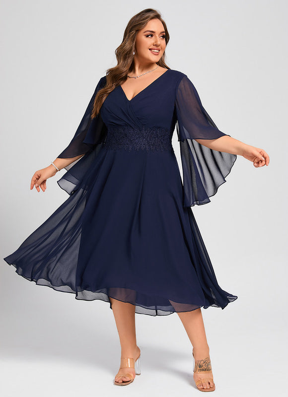 Robe Asymétrique Fluide Marine Élégante - gallery 7