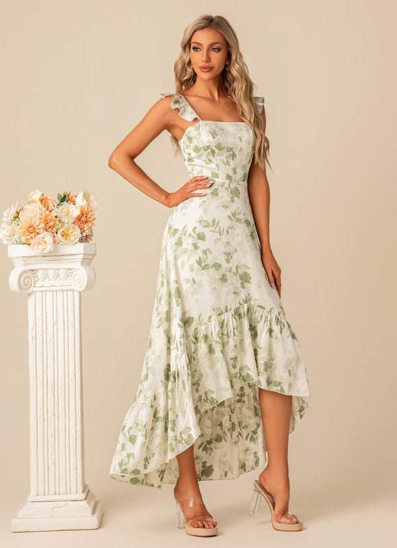 Robe Asymétrique Fleurie Légère - gallery 1