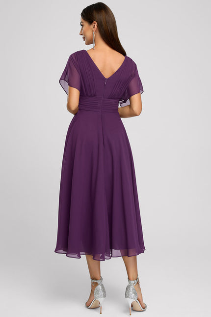 Robe Courte Asymétrique Coupe Trapèze À Volants - gallery 1