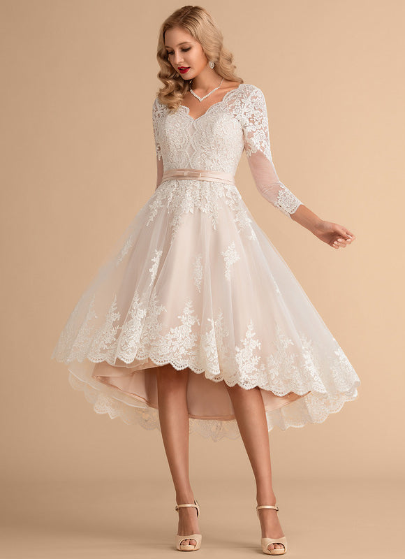 Robe Asymétrique Dentelle Champêtre - gallery 3
