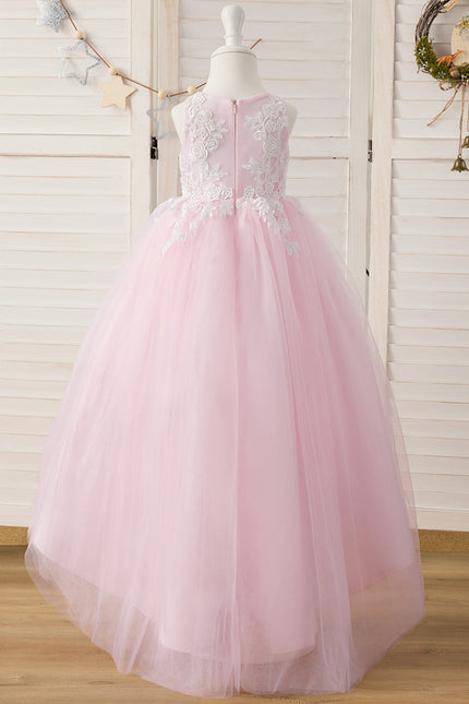 Robe Asymétrique Tulle Rose Décorative - gallery 4