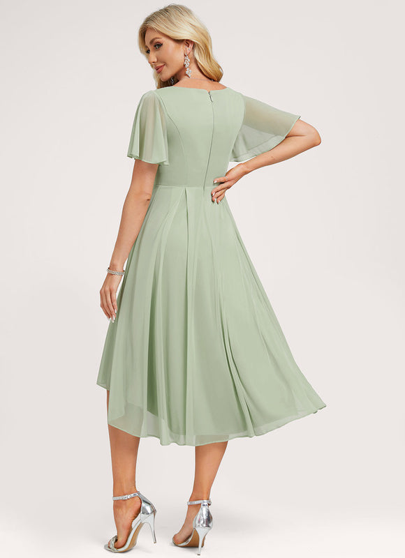 Robe Asymétrique Flottante Vert - gallery 5