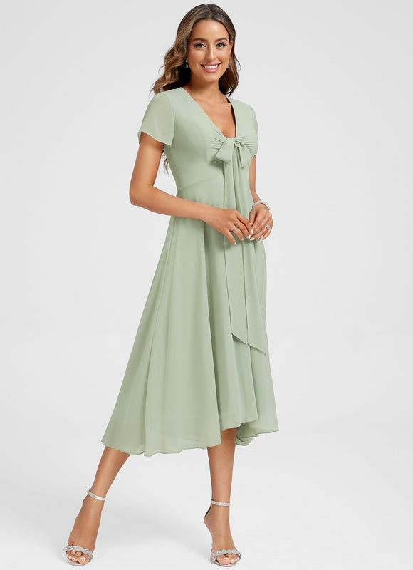 Robe Asymétrique Fluide Vert Pâle - gallery 5