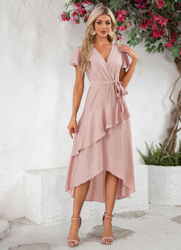 Robe Asymétrique Fluide Rose - gallery 1
