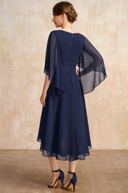 Robe Asymétrique Fluide Marine Élégante - gallery 5