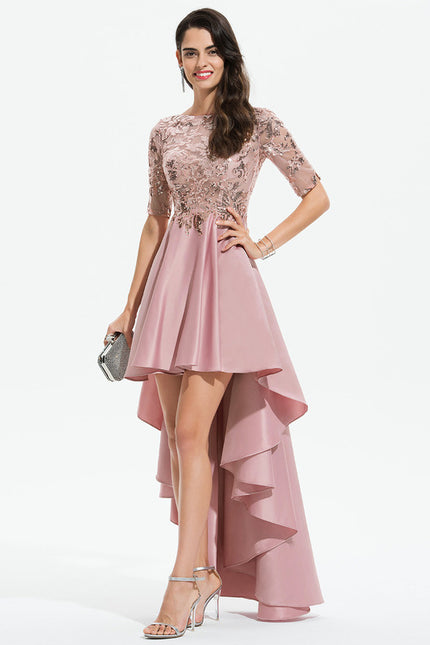 Robe Asymétrique Satinée Élevée - gallery 3
