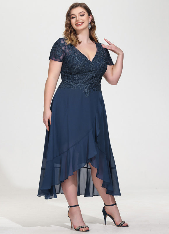 Robe Asymétrique Fluide Dentelle - gallery 9
