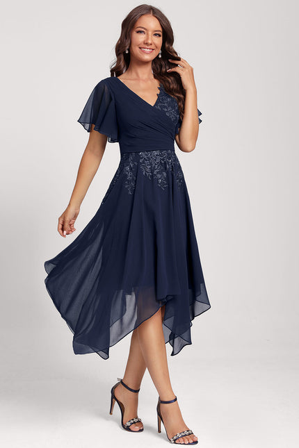 Robe Asymétrique Dentelle Élégante - gallery 4