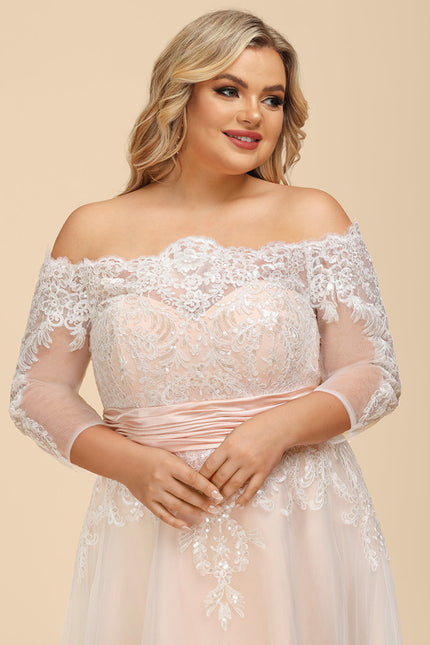 Robe Asymétrique Dentelle Rose Pâle - gallery 9