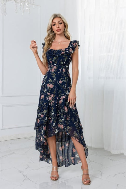 Robe Asymétrique Sirène Florale - gallery 5