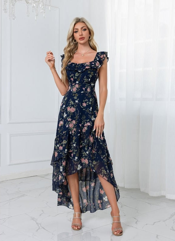 Robe Asymétrique Sirène Florale - gallery 5