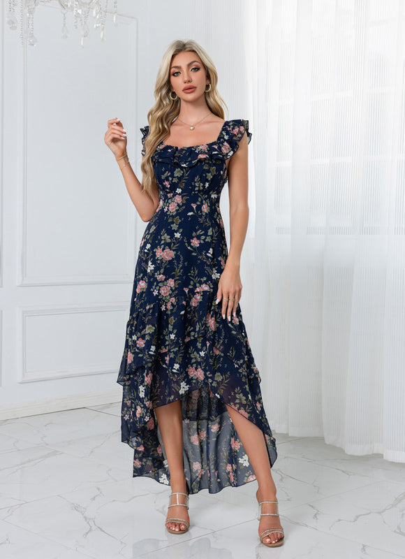 Robe Asymétrique Florale Fluide - gallery 4