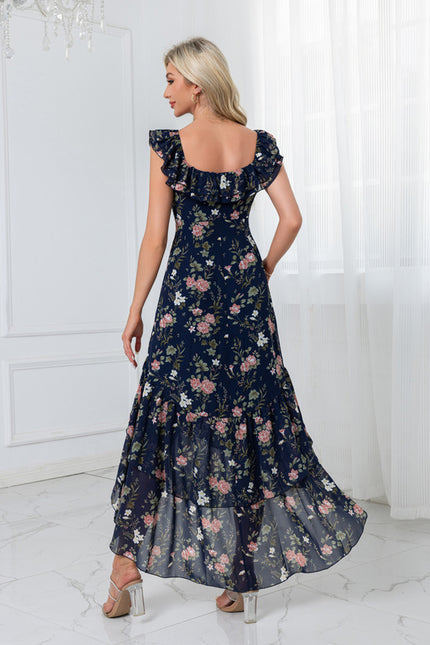 Robe Asymétrique Florale Fluide - gallery 1