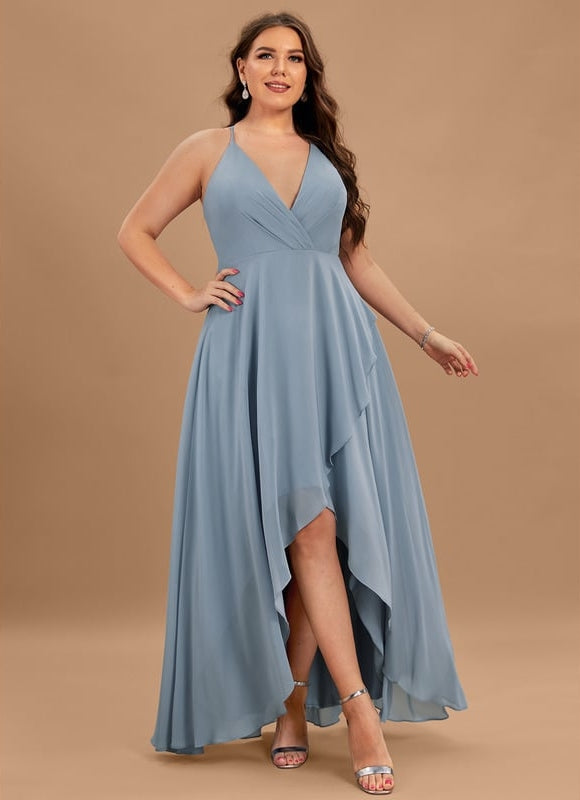 Robe Courte Asymétrique Coupe Trapèze À Volants - gallery 9