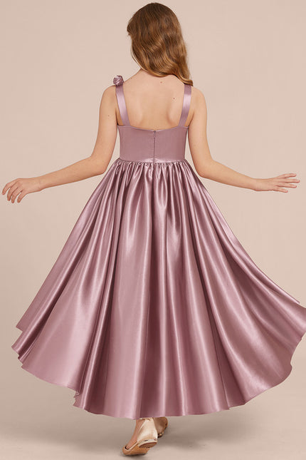Robe Asymétrique Satinée Florale Enfant - gallery 4