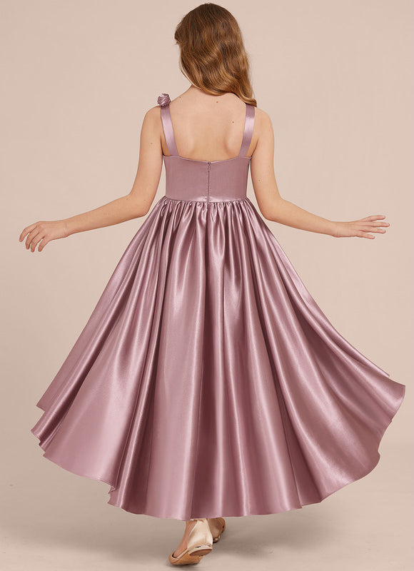 Robe Asymétrique Satinée Florale Enfant - gallery 4