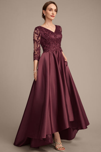 Robe Asymétrique Satinée Bordeaux Élégante - gallery 5