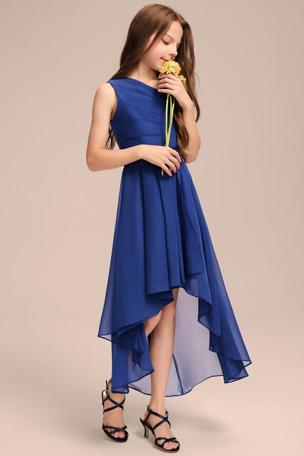 Robe Asymétrique Chiffon Bleu