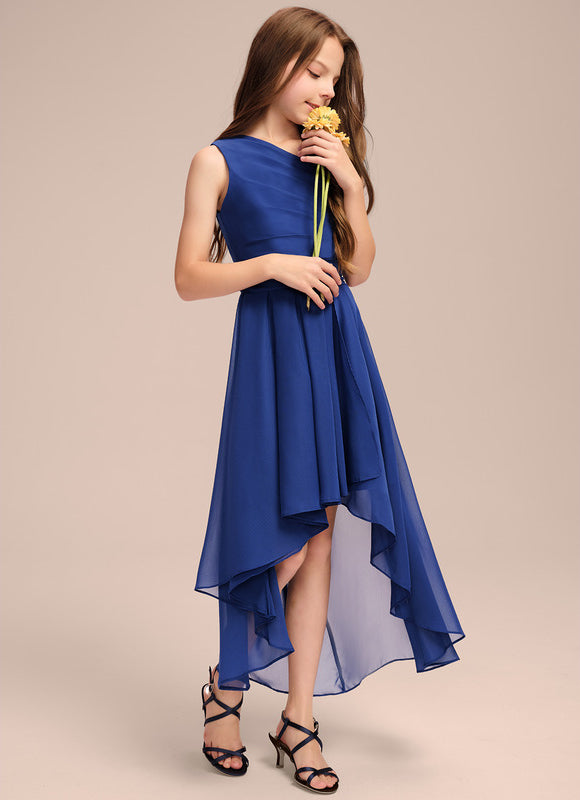 Robe Asymétrique Chiffon Bleu