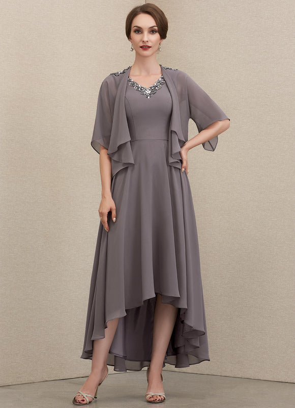 Robe Asymétrique Fluide Argentée - gallery 1