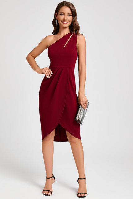 Robe Asymétrique Crêpe Asymétrique Bordeaux - gallery 1