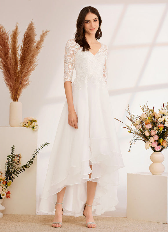 Robe Asymétrique Aérienne Dentelle - gallery 5