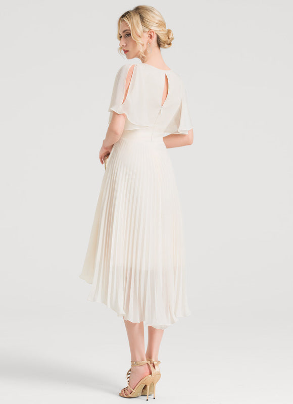 Robe Asymétrique Plissée Aérienne - gallery 2