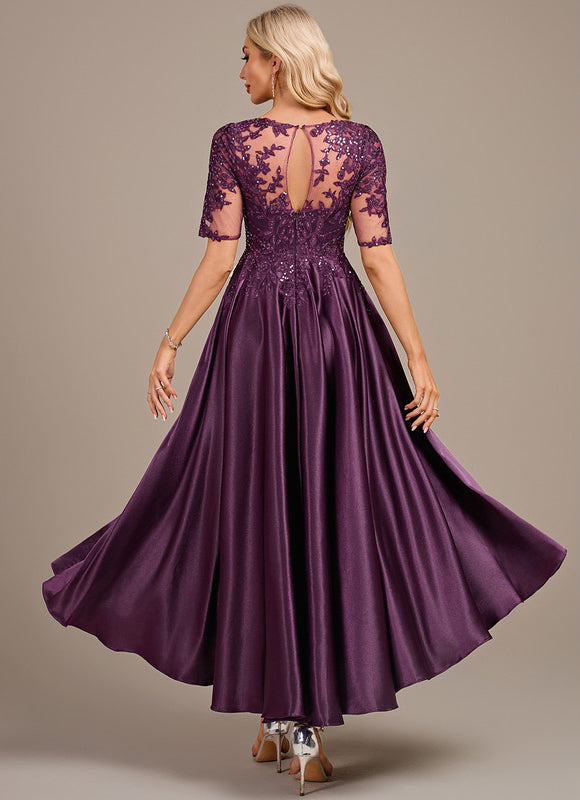 Robe Asymétrique Satinée Irisée - gallery 5