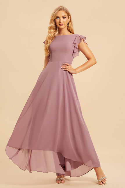 Robe Asymétrique Fluide À Volants - gallery 4