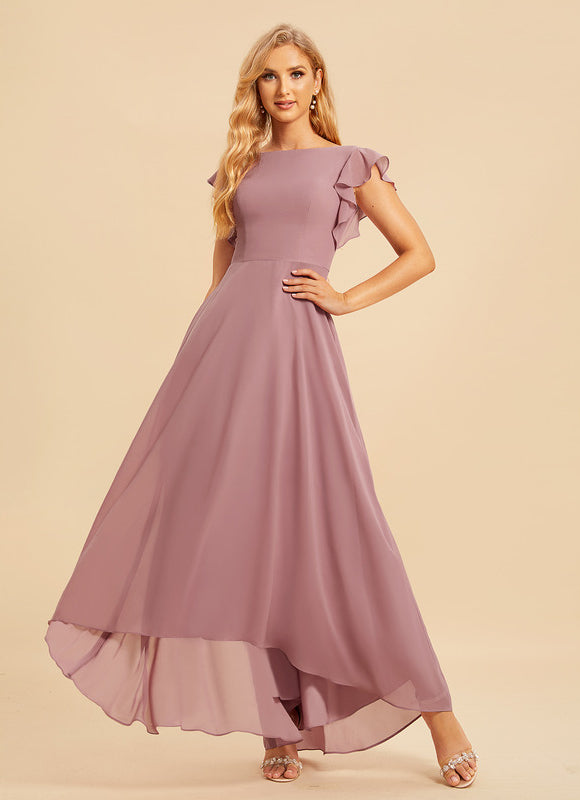 Robe Asymétrique Fluide À Volants - gallery 4