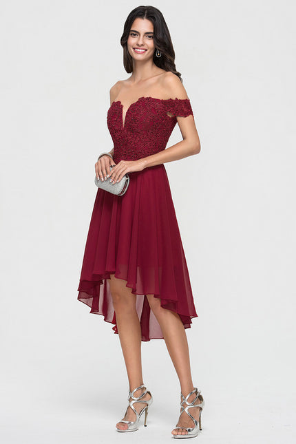 Robe Asymétrique Cocktail Bordeaux - gallery 2