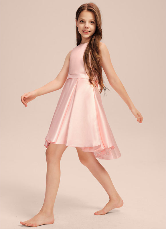 Robe Asymétrique Satinée Rose - gallery 4