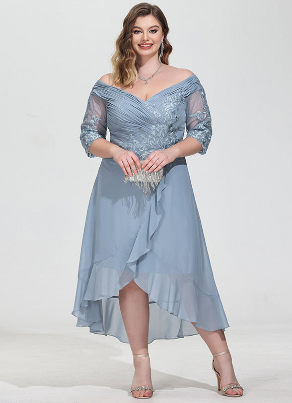 Robe Asymétrique Soirée Brodée - gallery 7