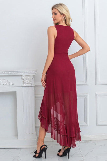 Robe Asymétrique Maxi Élasthanne Volants - gallery 3