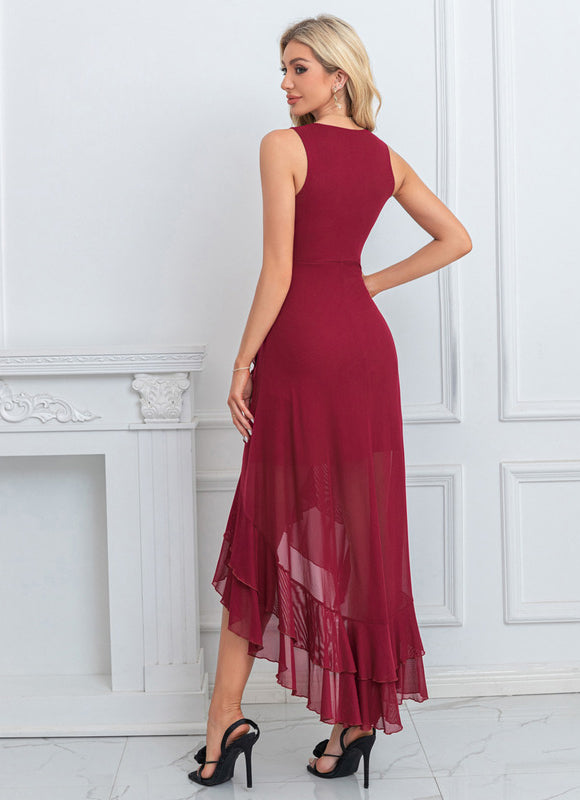 Robe Asymétrique Maxi Élasthanne Volants - gallery 3