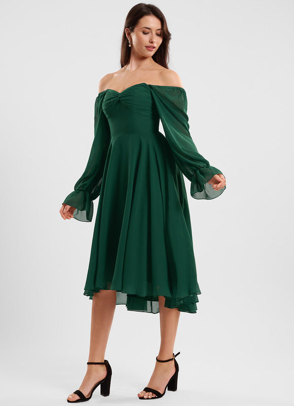 Robe Asymétrique Fluide Vert Pâle - gallery 5