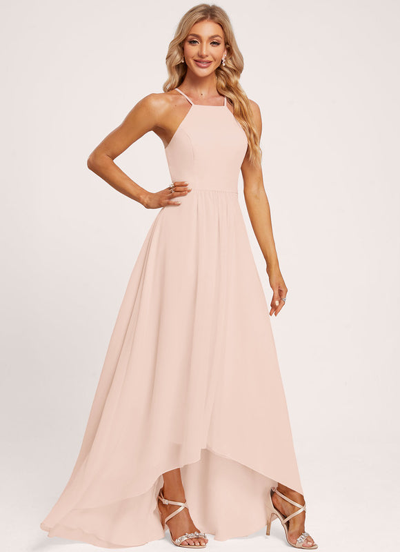 Robe Asymétrique Mousseline Saumon - gallery 3