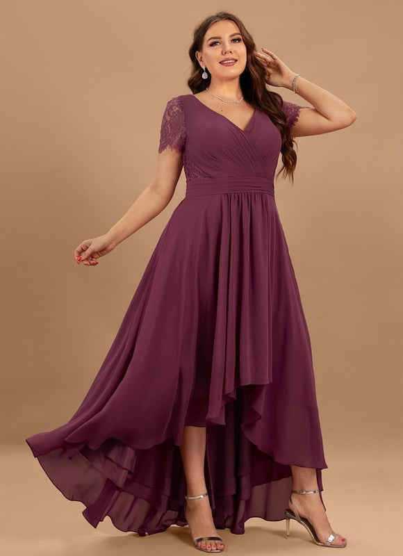 Robe Asymétrique Fluide Dentelle Marine - gallery 7