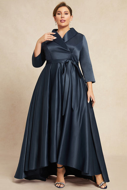 Robe Asymétrique Satin Col Châle - gallery 9