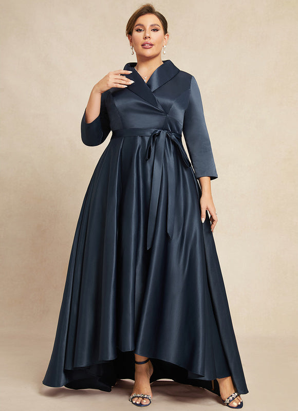 Robe Asymétrique Satin Col Châle - gallery 9